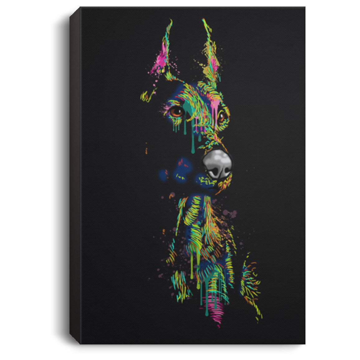 200825G Face Doberman Canvas Dog Bed Wrapped Ready To Hang Funny Birthday Anniversary Christmas Gag Gift For Men Women 8x12 12x18 16x24