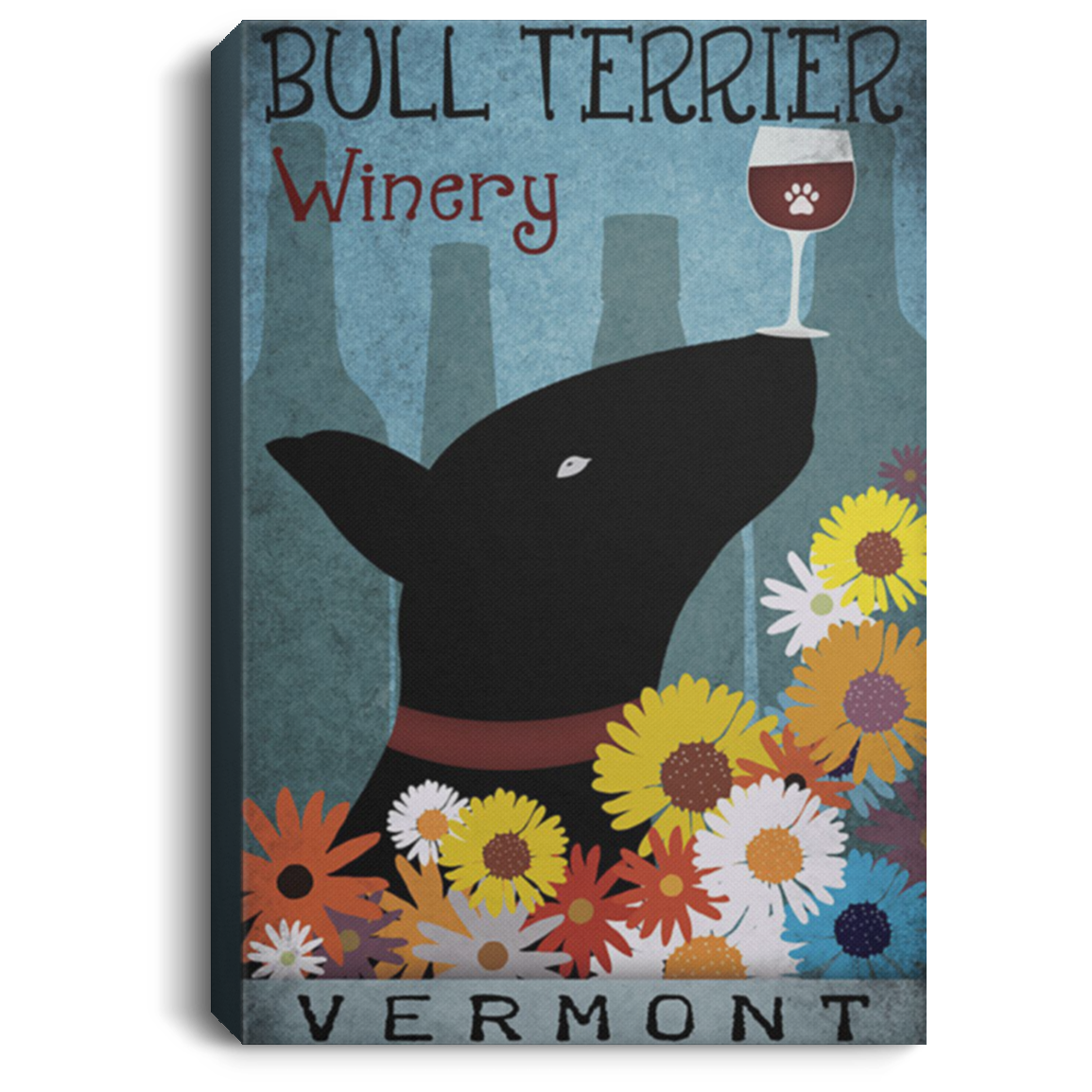 200822H Bull Terrier Winery Wall Art Canvas Vertical Funny Gift For Men Women On Birthday Christmas Wrapped Ready To Hang 8x12 12x18 16x24