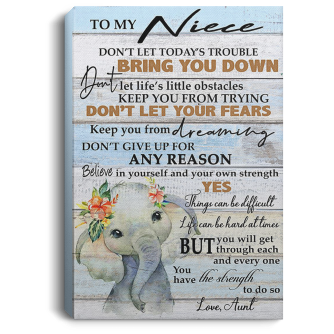 200813BB To My Niece Love Aunt Elephant Vintage Poster Canvas Perfect Birthday Ideas Great Gift Decoration 8x12 12x18 16x24
