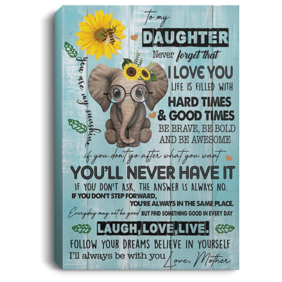 200813BB Elephant Canvas Art Wall Decor For Living Room Bedroom Perfect Birthday Christmas Gag Gift For Daughter From Mother