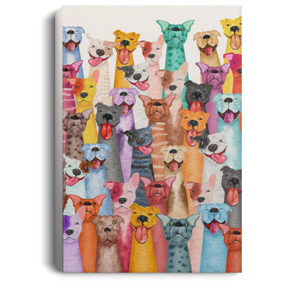 200822H Pitbull Multi Canvas Wall Art For Living Room Bedroom Dog Pets Art Print 8x12 12x18 16x24