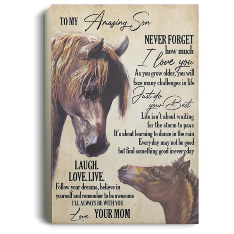 200813BB To My Amazing Son Family Horse Canvas Print Follow Your Dreams Believe In Yourself And Remember To Be Awesome Poster Gift From 8x12 12x18 16x24