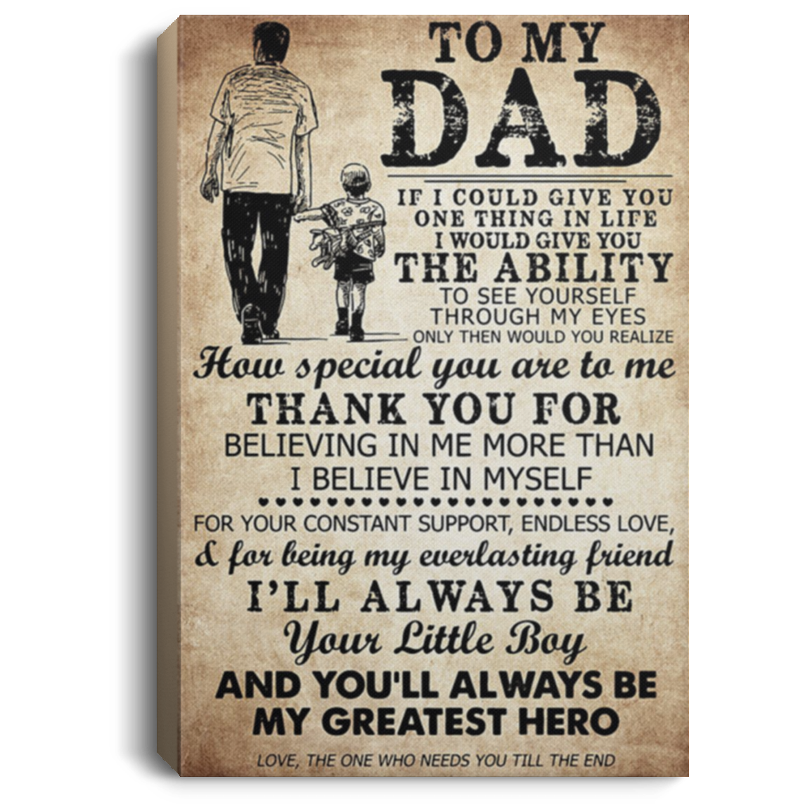 200813BB Dad Family Wall Art Canvas Vertical From Son Daughter - Awesome Birthday Christmas Ideas Great Gift Decoration 8x12 12x18 16x24