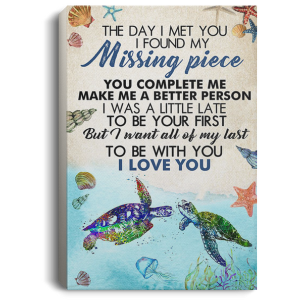 200813BB Sea Turtle Wall Art Canvas For Bedroom Living Room - The Day I Met You I Found My Missing Piece Poster Print 8x12 12x18 16x24