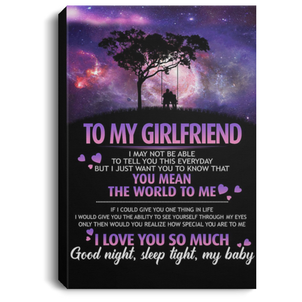 200813BB Best Gift For Girlfriend From Boyfriend You Mean The World To Me Wall Art Canvas Vertical Poster Print 8x12 12x18 16x24