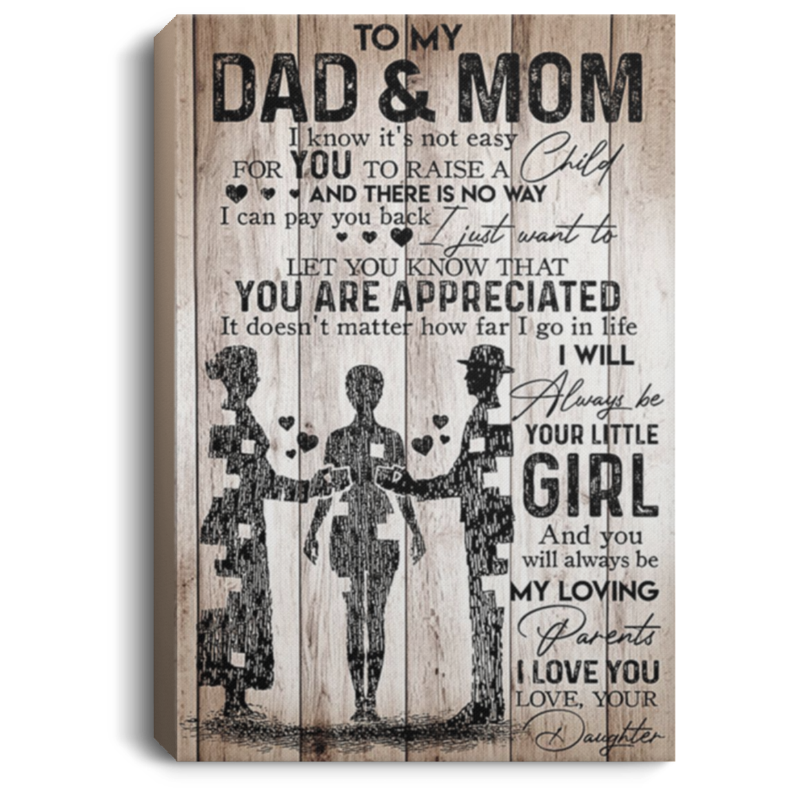 200813BB Wrapped Framed Canvas Wall Art To My Dad & Mom From Daughter Awesome Birthday Anniversary Christmas Ideas Great Gift Decoration 8x12 12x18 16x24