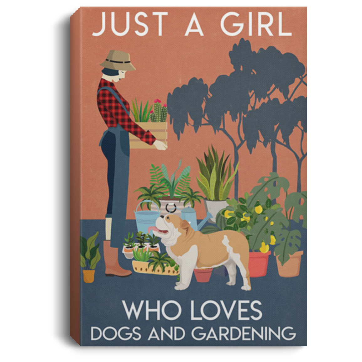 200822H Just A Girl Who Loves Dogs And Gardening Wall Art Canvas For Bedroom Living Room Wrapped Ready To Hang 8x12 12x18 16x24