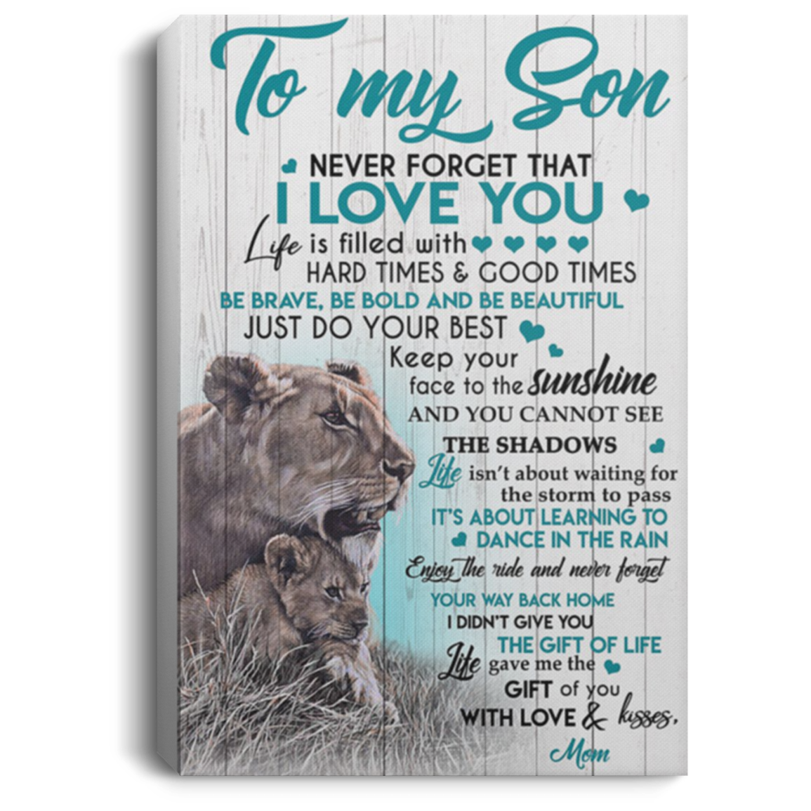 200813BB Lion Son Canvas Poster Motivation From Mom Perfect Birthday Christmas Ideas Great Gift Decoration 8x12 12x18 16x24