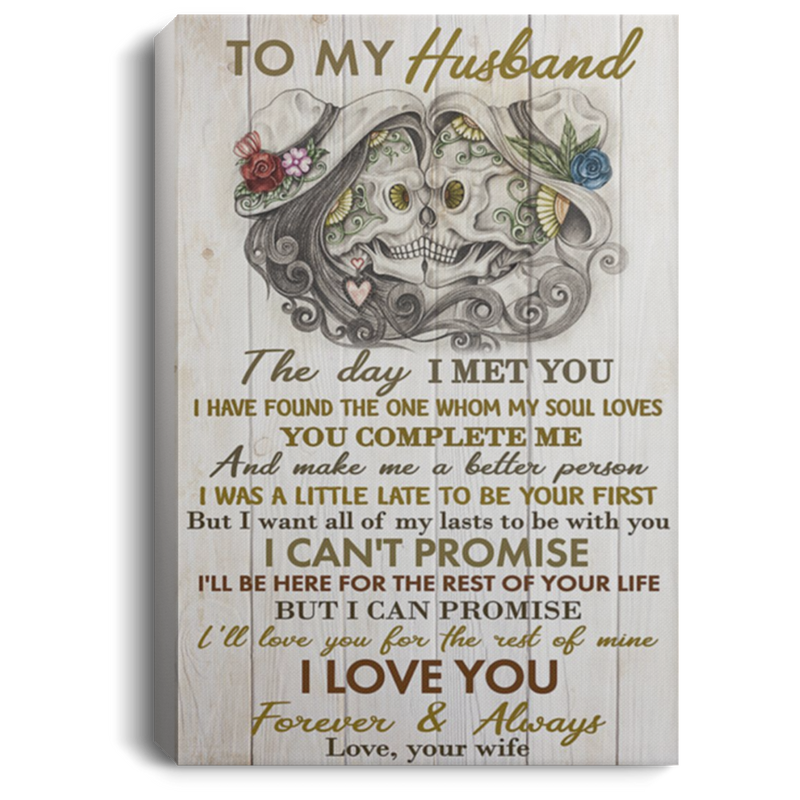 200813BB Wife To Husband Skull Wrapped Framed Canvas Print - I Have Found The One Whom My Soul Loves Art Poster 8x12 12x18 16x24