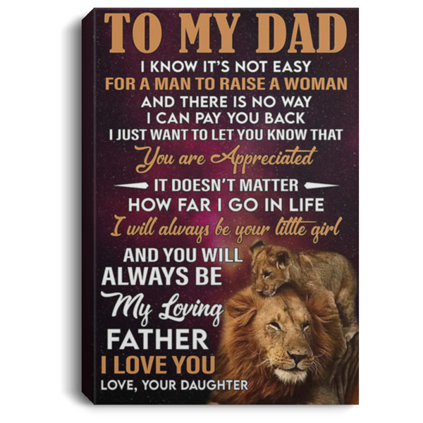 200813BB To My Dad From Daughter Lion Art Posters Inspirational Canvas Wall Art Awesome Birthday Christmas Ideas Great Gift Decoration 8x12 12x18 16x24