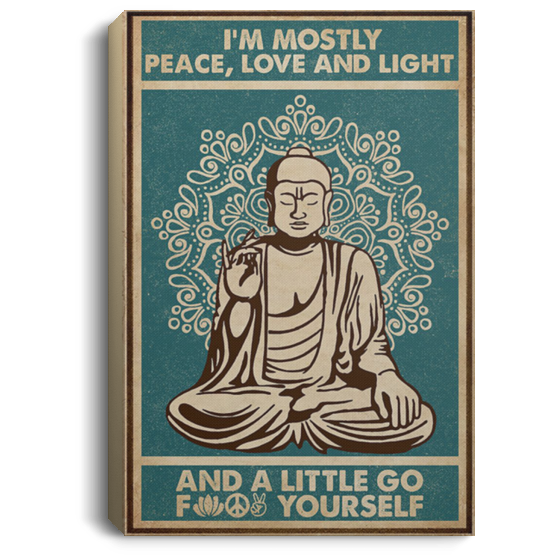 200818EE Yoga Buddha Peace Love And Light Wall Art Canvas For Bedroom Living Room Perfect Birthday Christmas Ideas Great Gift Decoration 8x12 12x18 16x24