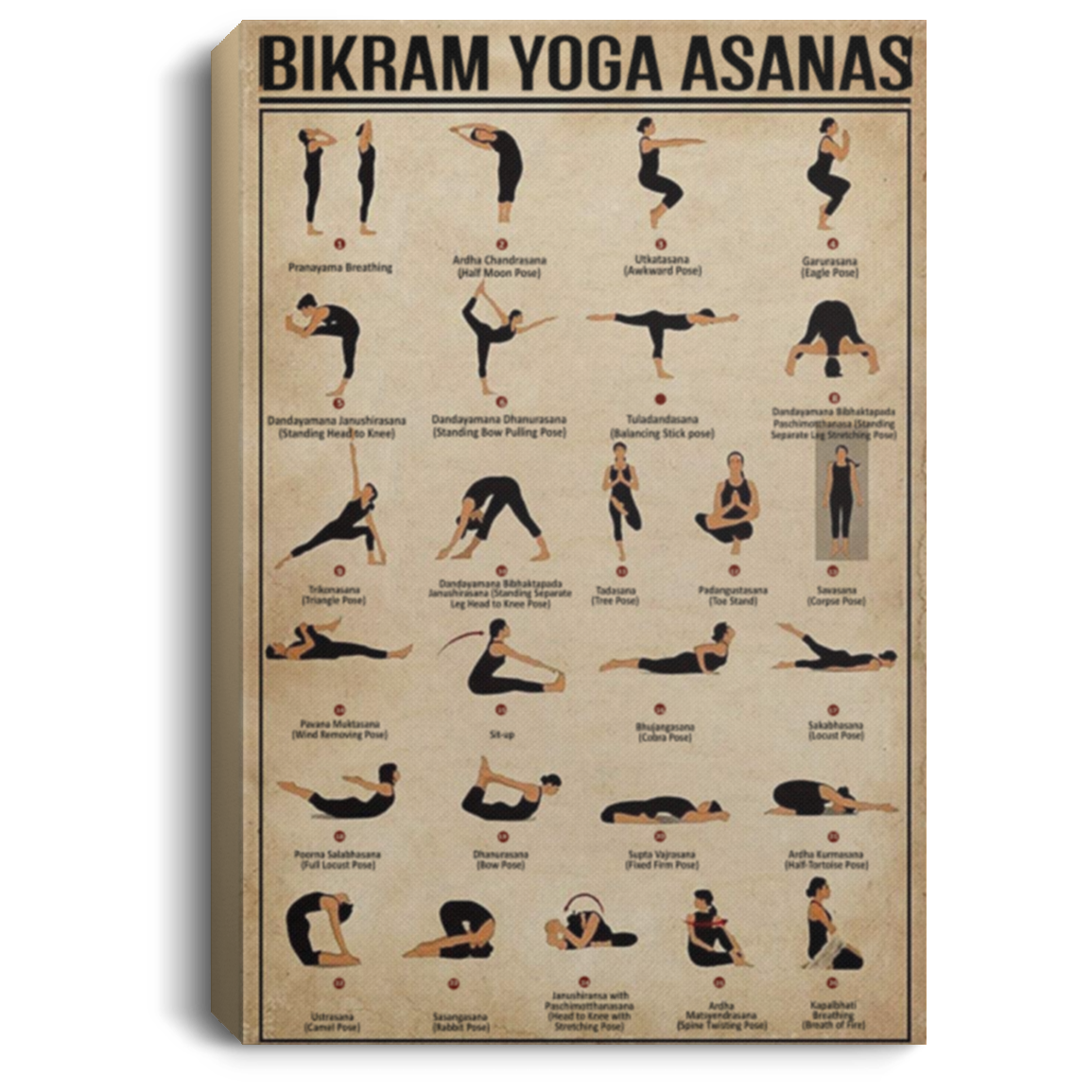 200818EE Bikram Yoga Asanas Canvas Art Wall Decor Awesome Birthday Christmas Ideas Great Gift Decoration 8x12 12x18 16x2