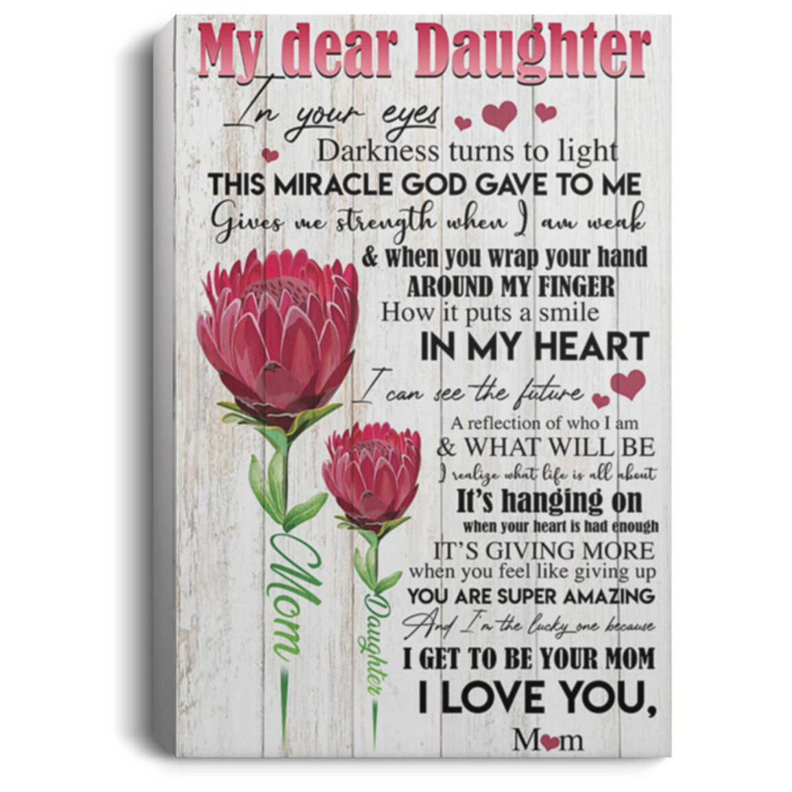200813BB My Dear Daughter Protea Art Posters Inspirational Canvas Wall Art Print Birthday Great Idea Gift Decoration