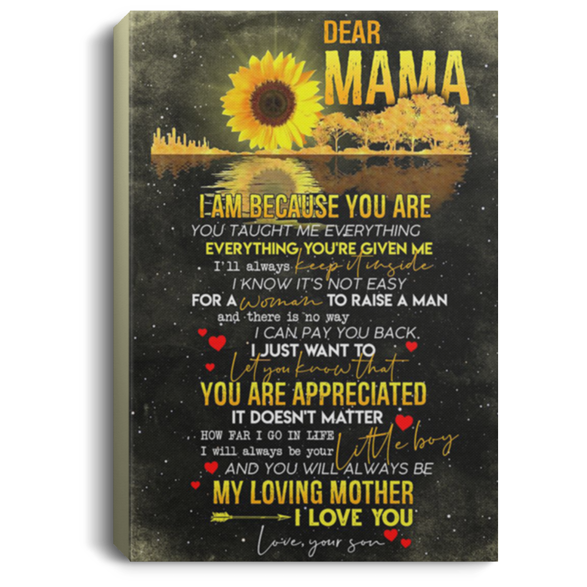 200813BB Wrapped Framed Canvas Print Sunflower Dear Mama From Son Awesome Birthday Anniversary Christmas Ideas Great Gift Decoration 8x12 12x18 16x24