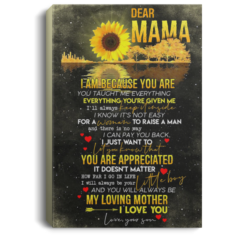 200813BB Wrapped Framed Canvas Print Sunflower Dear Mama From Son Awesome Birthday Anniversary Christmas Ideas Great Gift Decoration 8x12 12x18 16x24