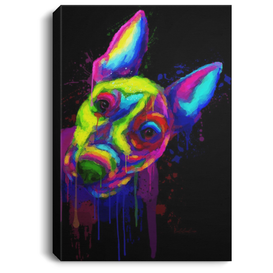 200822H Wall Art Canvas For Living Room Bedroom Bull Terrier Water Colorful Canvas Wall Art Picture Wrapped Ready To Hang 8x12 12x18 16x24
