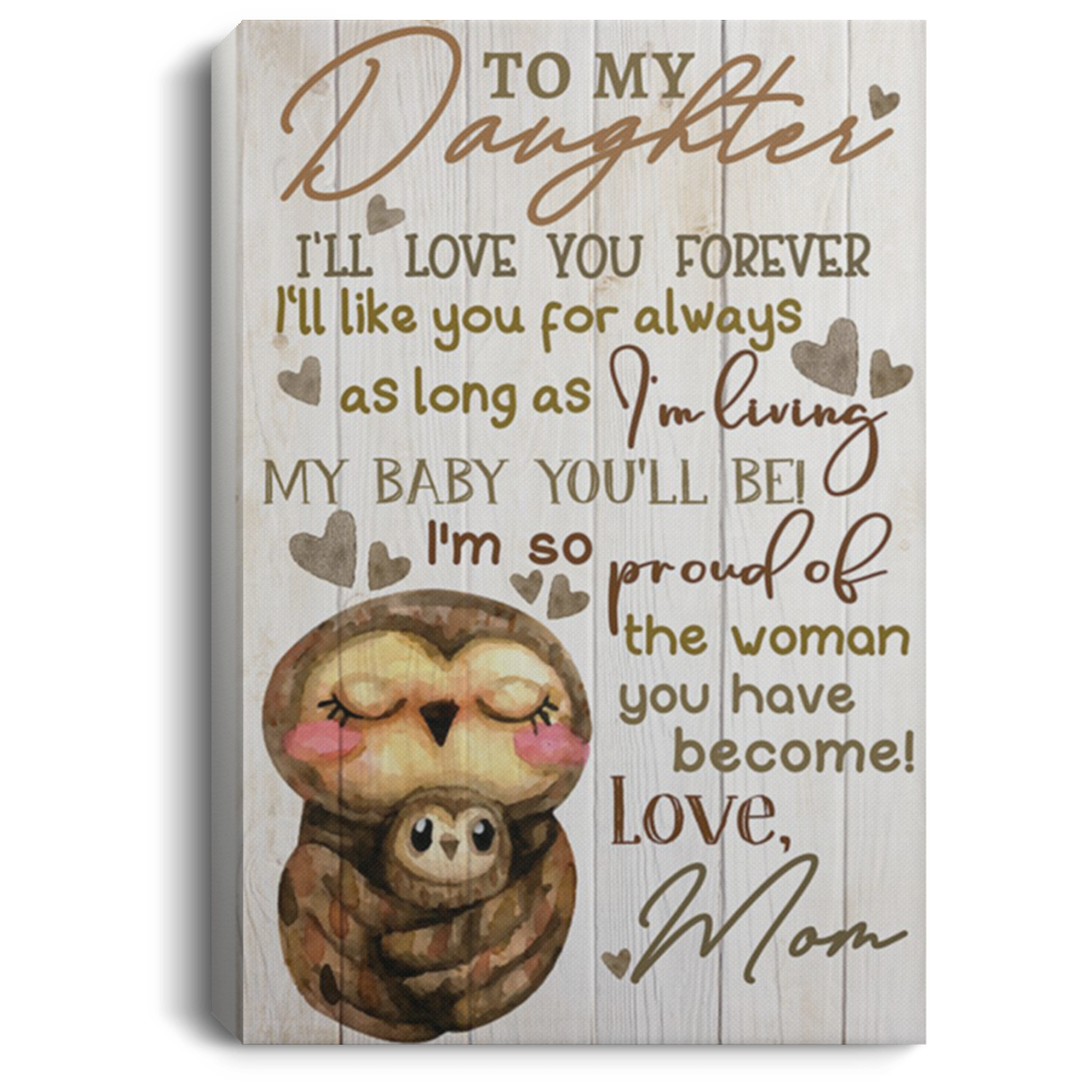 200813BB To My Daughter Otter Canvas Art Wall Decor - I'm So Proud Of The Woman You Have Become Poster Gift From Mom 8x12 12x18 16x24