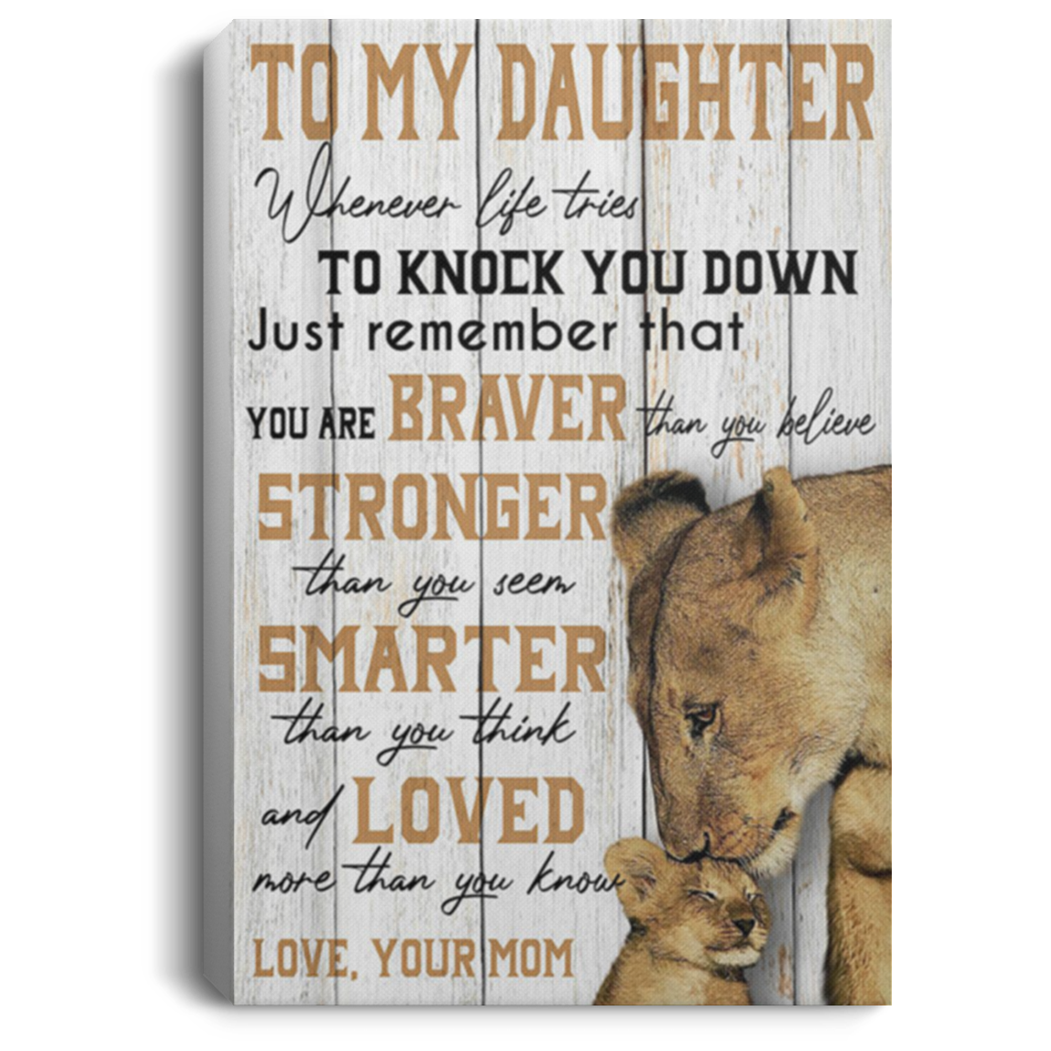 200813BB To My Daughter Love Mom Lion Canvas Posters For Walls Perfect Birthday Ideas Great Gift Decoration 8x12 12x18 16x24