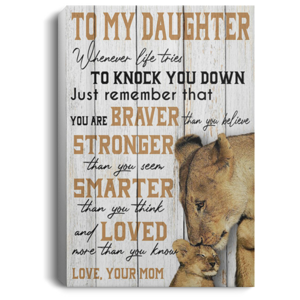 200813BB To My Daughter Love Mom Lion Canvas Posters For Walls Perfect Birthday Ideas Great Gift Decoration 8x12 12x18 16x24