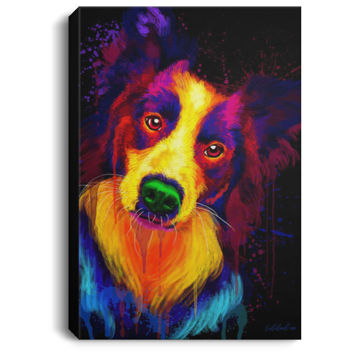 200825G Border Collie Water Color Canvas Art Wall Decor For Bedroom Living Room Office Wrapped Ready To Hang 8x12 12x18 16x24