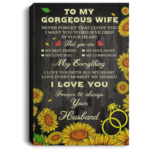 200813BB To My Gorgeous Wife From Husband Sunflower Family Canvas Print Poster Perfect Birthday Christmas Ideas Great Gift Decoration 8x12 12x18 16x24