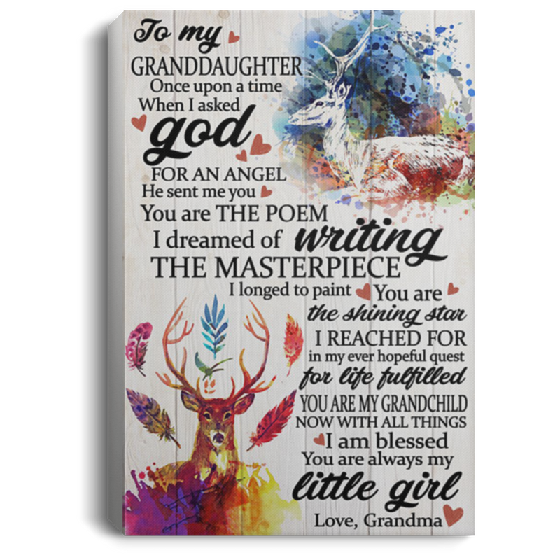 200813BB Deer Granddaughter Wrapped Framed Canvas Poster You Are My Grandchild Now With All Things From Grandma