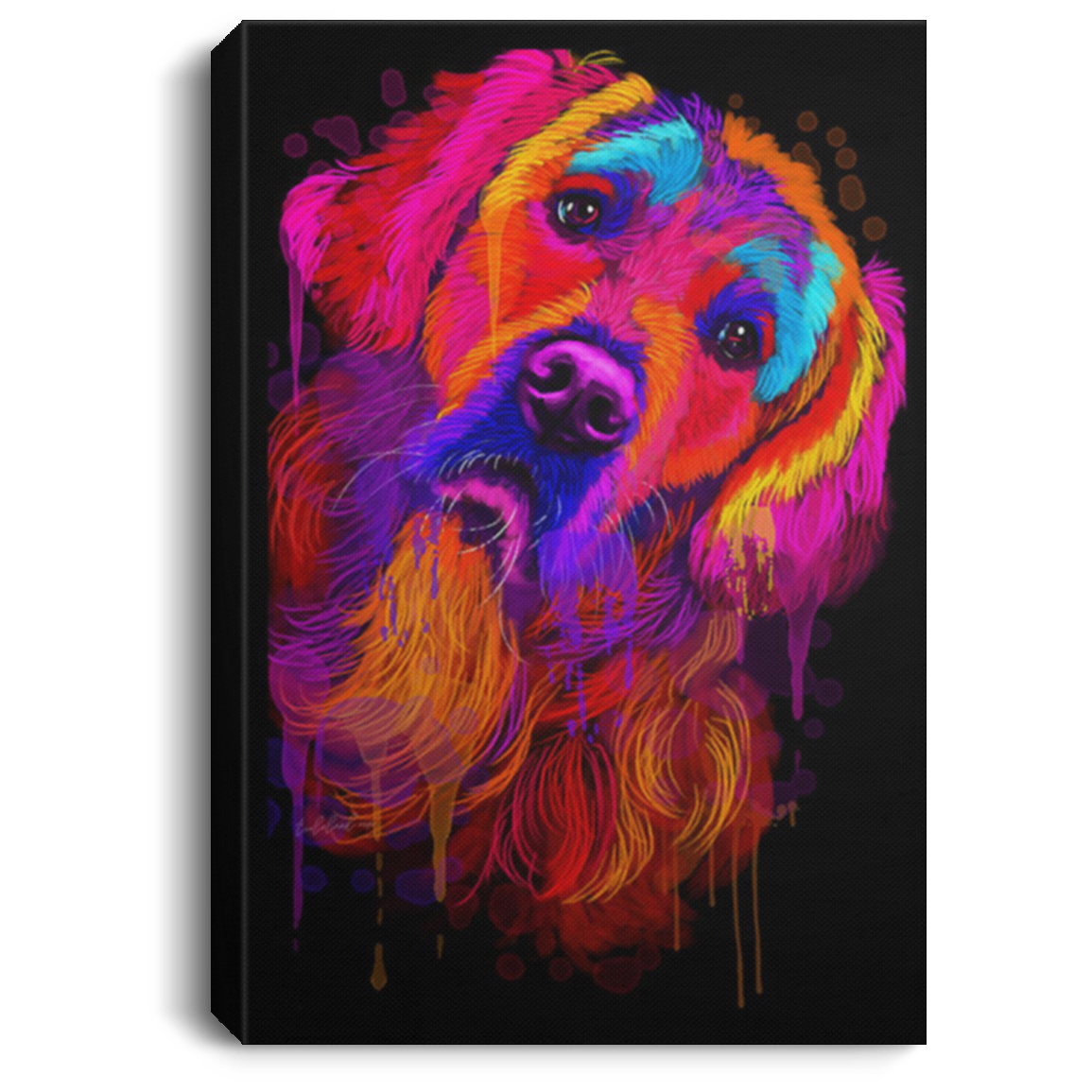 200825G Dog Canvas Wall Art Golden Retriever Water Colorful Wrapped Ready To Hang Funny Birthday Christmas Gag Gift For Men Women 8x12 12x18 16x24