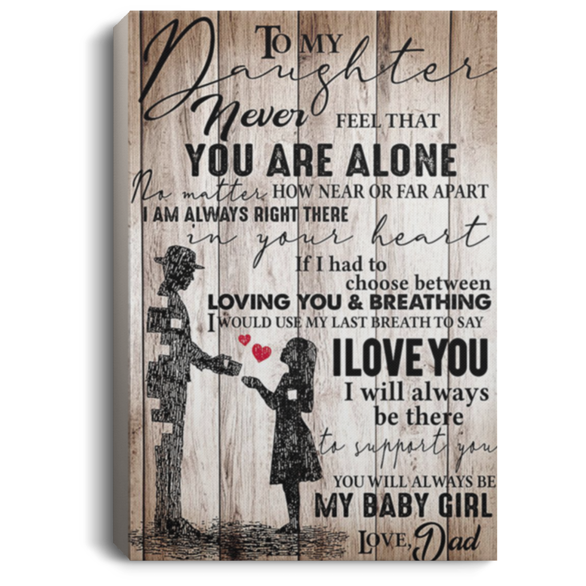 200813BB Daughter Canvas Wall Art Poster From Dad Perfect Birthday Christmas Ideas Great Gift Decoration 8x12 12x18 16x24