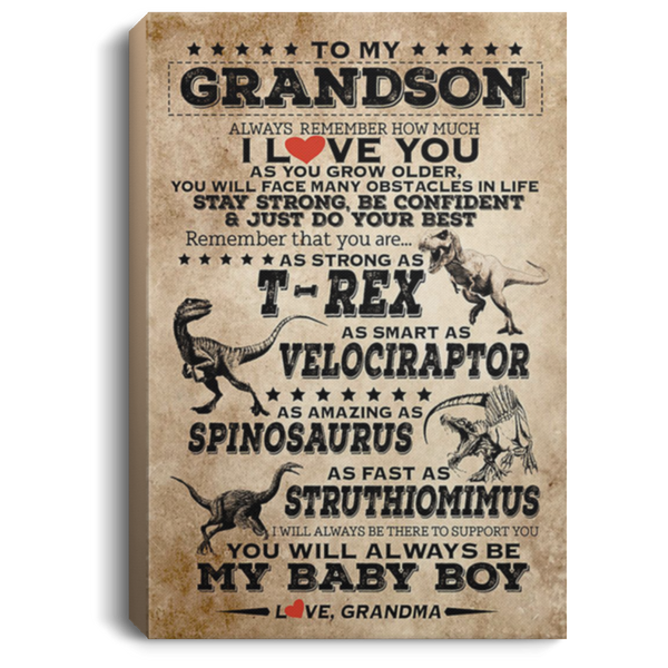 200813BB To My Grandson T-Rex Wall Art Canvas Custom From Grandma Perfect Birthday Christmas Ideas Great Gift Decoration 8x12 12x18 16x24