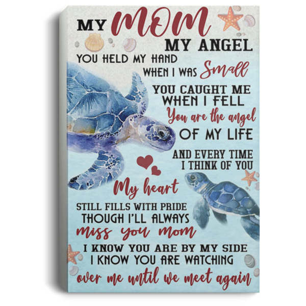 200813BB Mom Gift From Daughter Son - I Know You Are Watching Over Me Until We Meet Again Sea Turtle Family Inspirational Wall Art Canvas 8x12 12x18 16x24