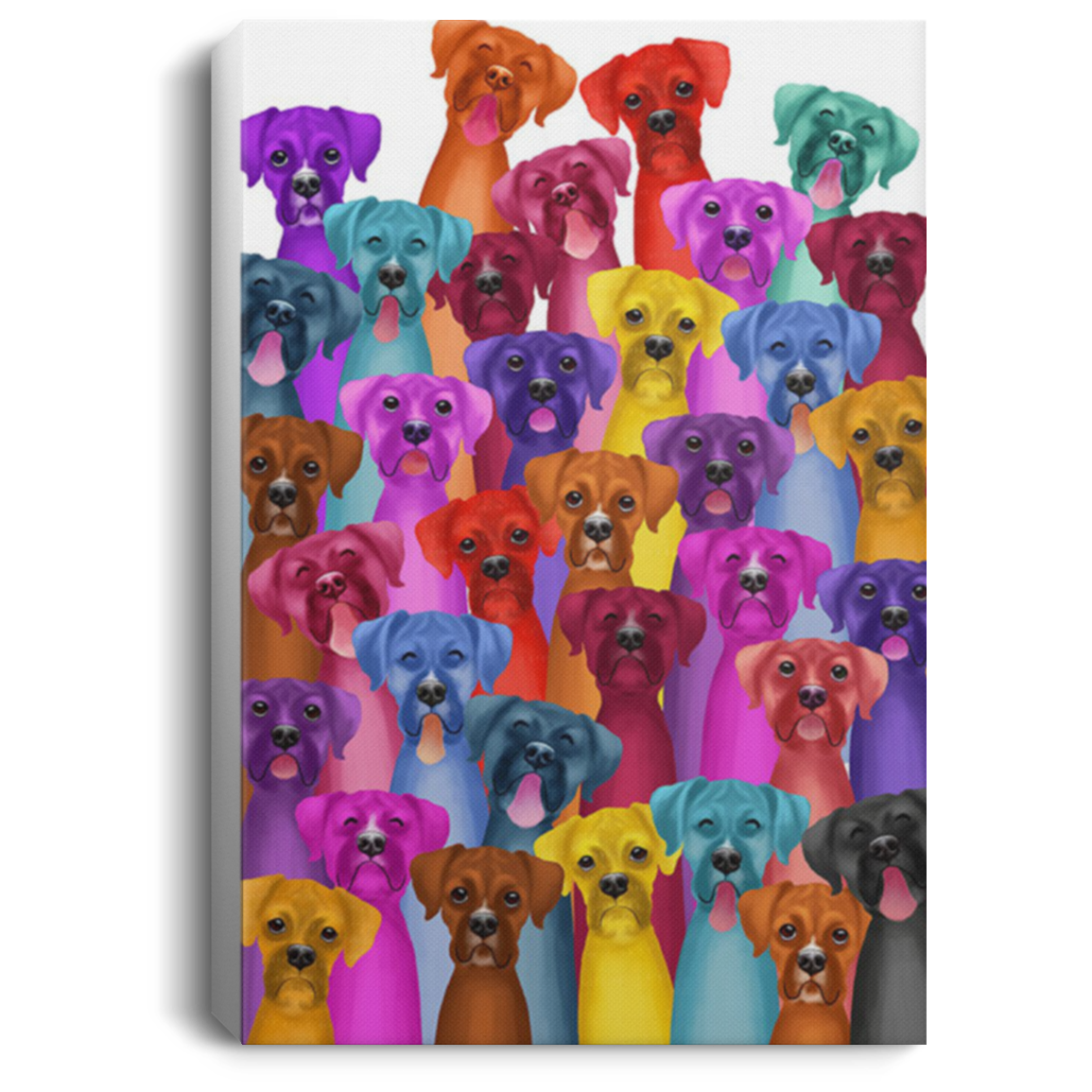 200822H Dog Boxer Multi Canvas Wall Art Print Decor Living Room Bedroom Office Wrapped Ready To Hang 8x12 12x18 16x24