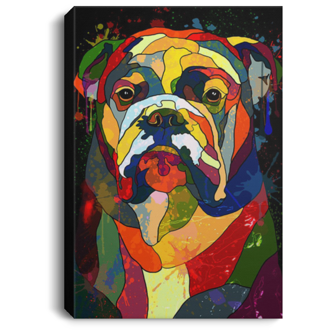 200822H Wall Art Canvas Bedroom Bulldog Water Colorful Canvas Poster Print Picture Wrapped Ready To Hang 8x12 12x18 16x24