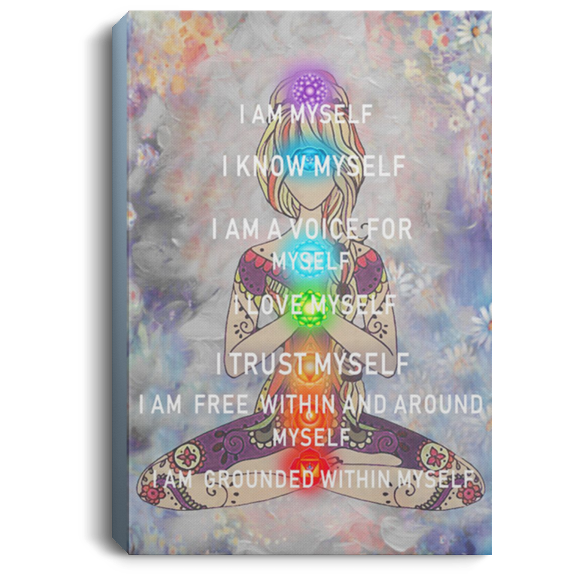 200818EE I Am Myself I Know Myself Yoga Wall Art Canvas Bedroom Living Room Awesome Birthday Christmas Ideas Great Gift Decoration 8x12 12x18 16x24