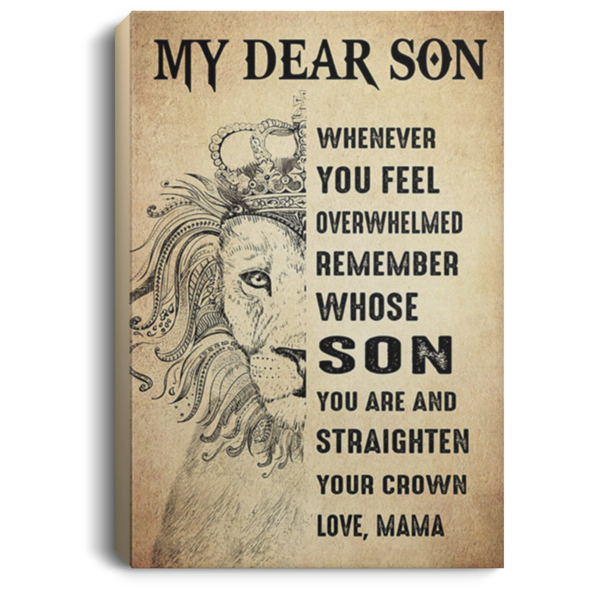 200813BB Whenever You Feel Overwhelmed Remember Whose Son Canvas Wall Art Inspirational Quotes Lion Poster Gift From Mama