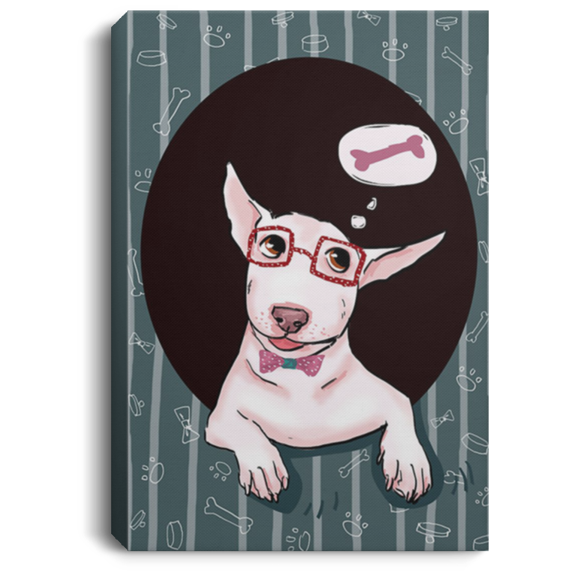 200822H Bull Terrier Love Bone Canvas Poster Custom Funny Gift For Men Women On Birthday Christmas Wrapped Ready To Hang 8x12 12x18 16x24