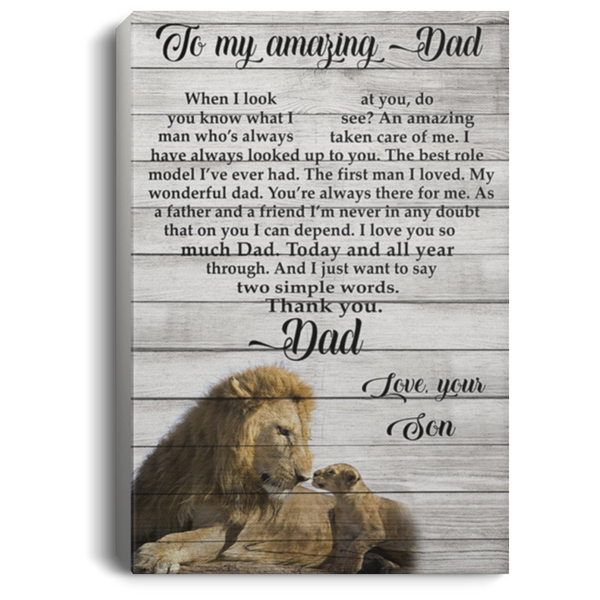 200813BB To My Amazing Dad From Son Lion Gallery Wrapped Canvas Prints Perfect Birthday Christmas Ideas Great Gift Decoration 8x12 12x18 16x24