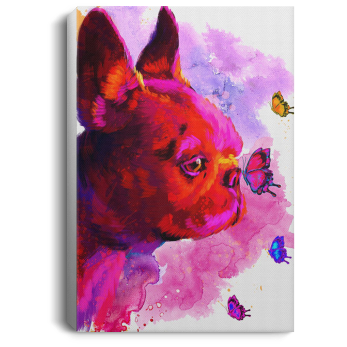 200825G Butterfly Boston Terrier Color Canvas Poster Print Perfect Birthday Christmas Anniversary Ideas Great Gift Decoration 8x12 12x18 16x24