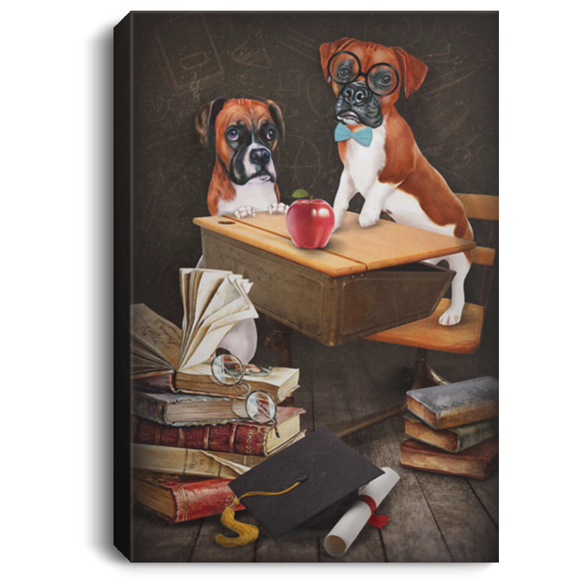 200822H Wall Art Canvas For Living Room Bedroom Office Classroom Boxer Dog Art Print Wrapped Ready To Hang 8x12 12x18 16x24