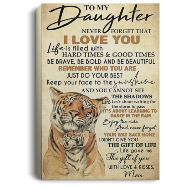 200813BB To My Daughter From Mom Tiger Canvas Poster Print Poster Awesome Birthday Christmas Ideas Great Gift Decoration 8x12 12x18 16x24