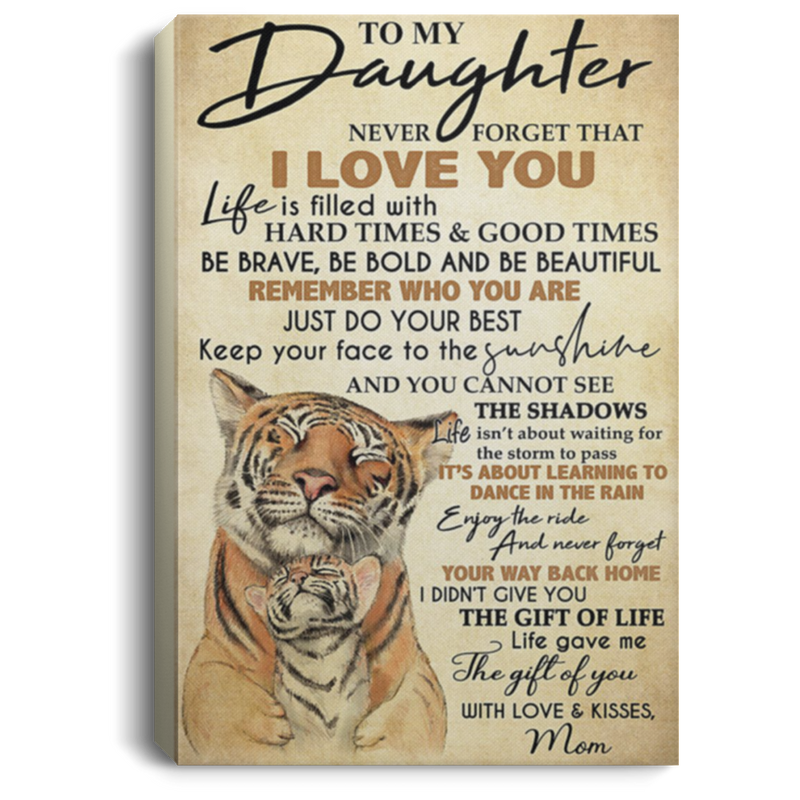 200813BB To My Daughter From Mom Tiger Canvas Poster Print Poster Awesome Birthday Christmas Ideas Great Gift Decoration 8x12 12x18 16x24