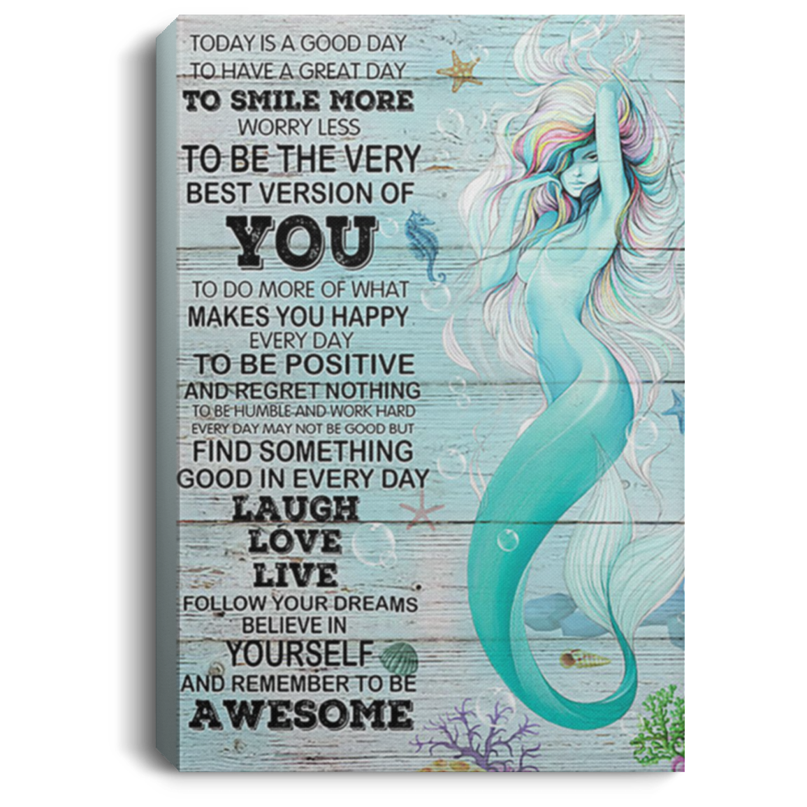 200818EE Mermaid Today Is Good Day Inspirational Canvas Wall Art Perfect Birthday Christmas Ideas Great Gift Decoration 8x12 12x18 16x24