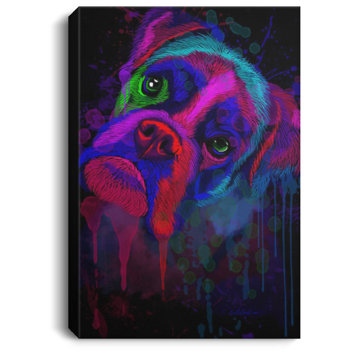 200822H Boxer Dog Water Colorful Picture Canvas Wall Art For Living Room Bedroom Office Wrapped Ready To Hang 8x12 12x18 16x24