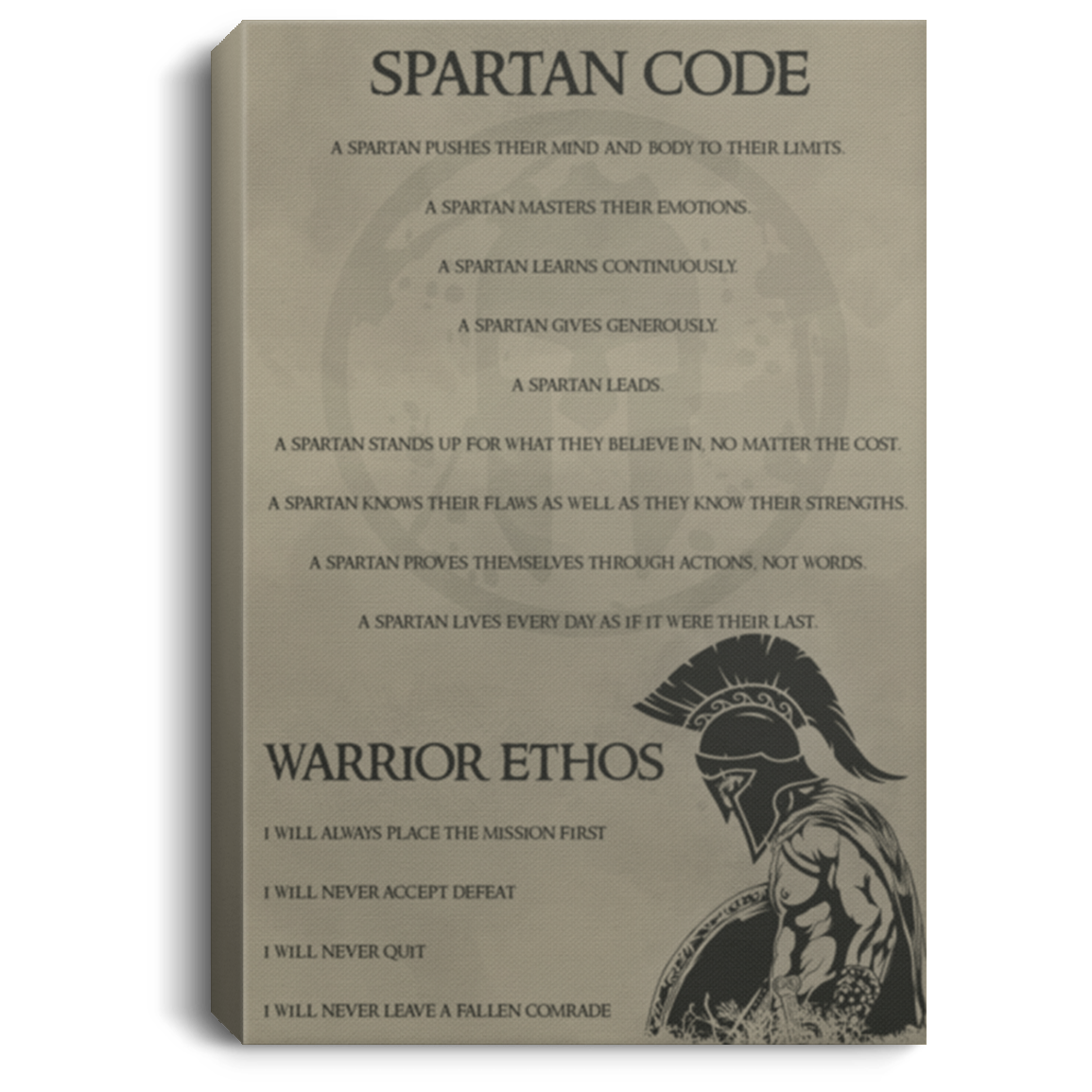 AAA200704 Spartan Code Wall Art Canvas For Bedroom Living Room Office Best Gift For Men Women On Xmas Birthday 8x12 12x18 16x24