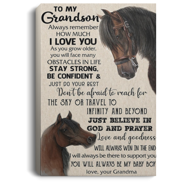 200813BB To My Grandson Horse Wall Art Canvas For Bedroom Living Room - You Will Always Be My Baby Boy Poster Gift From Grandma