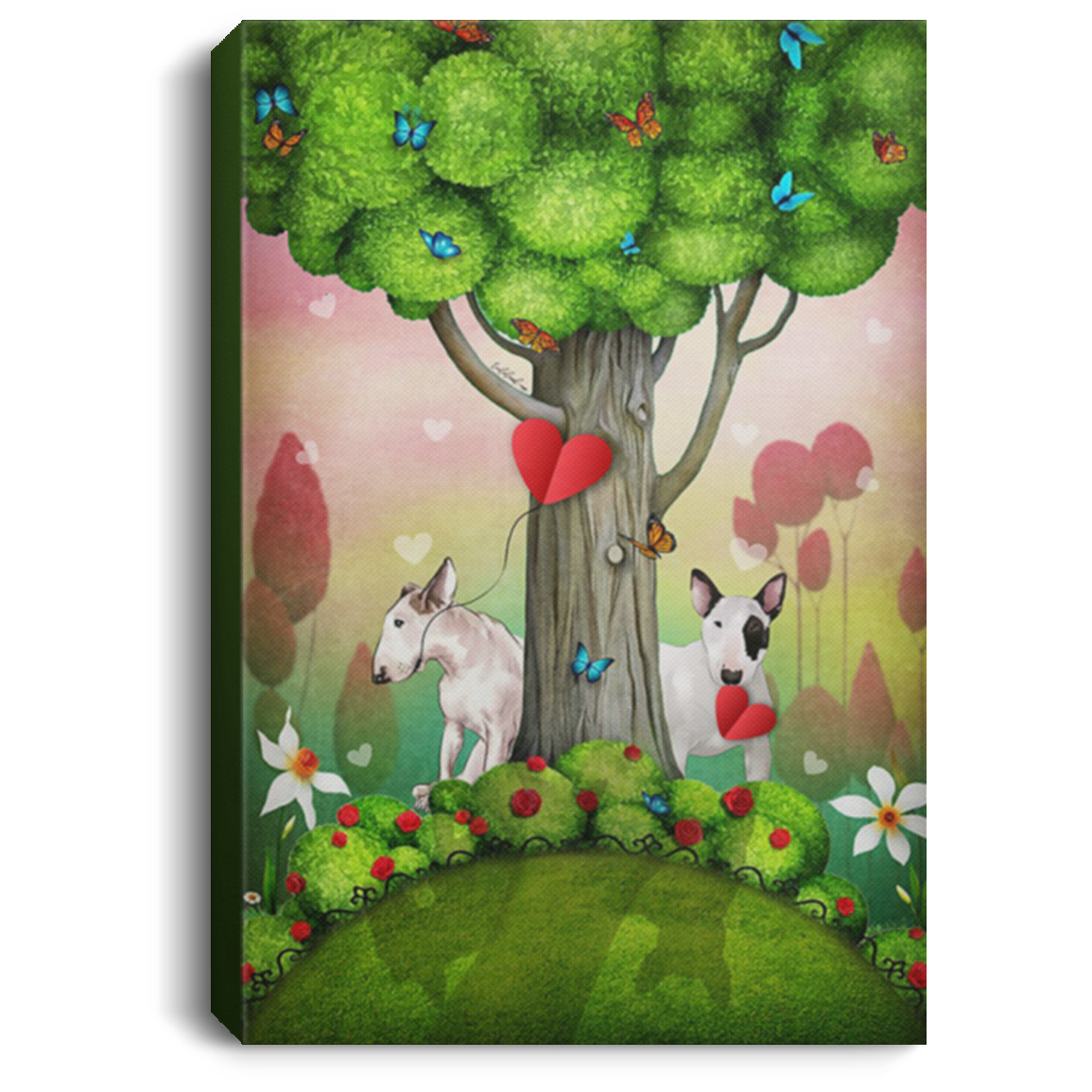 200822H Bull Terrier Dog Canvas Poster Print Personalized Gift For Men Women On Birthday Christmas Wrapped Ready To Hang 8x12 12x18 16x24