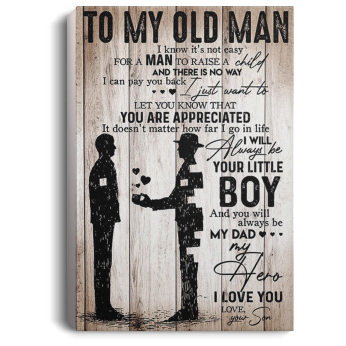 200813BB To My Old Man Canvas Poster Wall Art From Son Awesome Birthday Christmas Ideas Great Gift Decoration 8x12 12x18 16x24