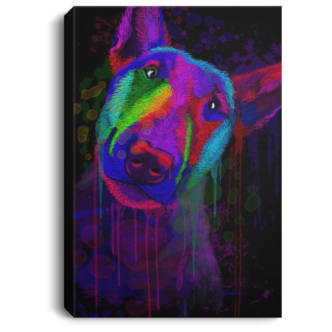 200822H Canvas Poster Decor Bull Terrier Dog Colorful Picture Personalized Gift For Men Women On Birthday Christmas Wrapped Ready To Hang 8x12 12x18 16x24