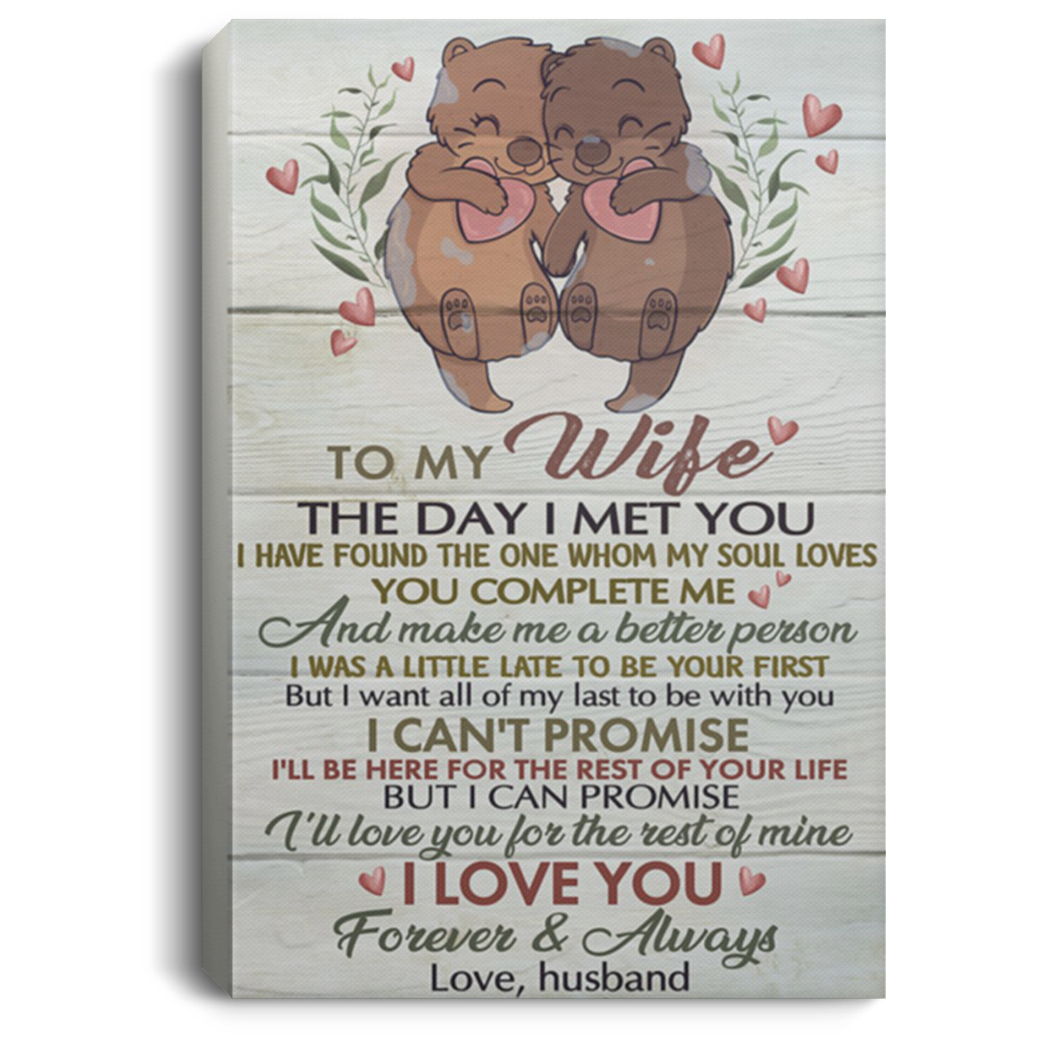 200813BB Husband To Wife Otter Family Canvas Wall Art For Living Room Bedroom - I Want All Of My Last To Be With You Print Poster 8x12 12x18 16x24