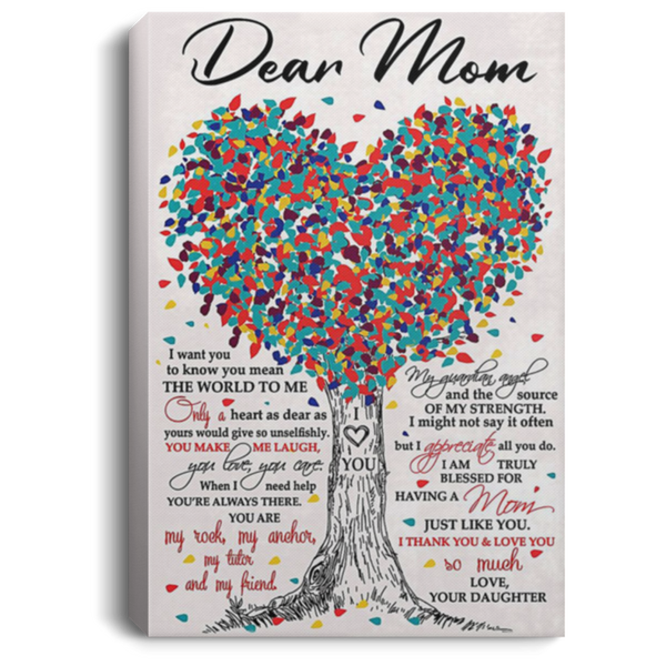 200813BB Tree Canvas Art Wall Decor For Bedroom Living Room - Dear Mom From Daughter Perfect Birthday Christmas Ideas Great Gift Decoration 8x12 12x18 16x24