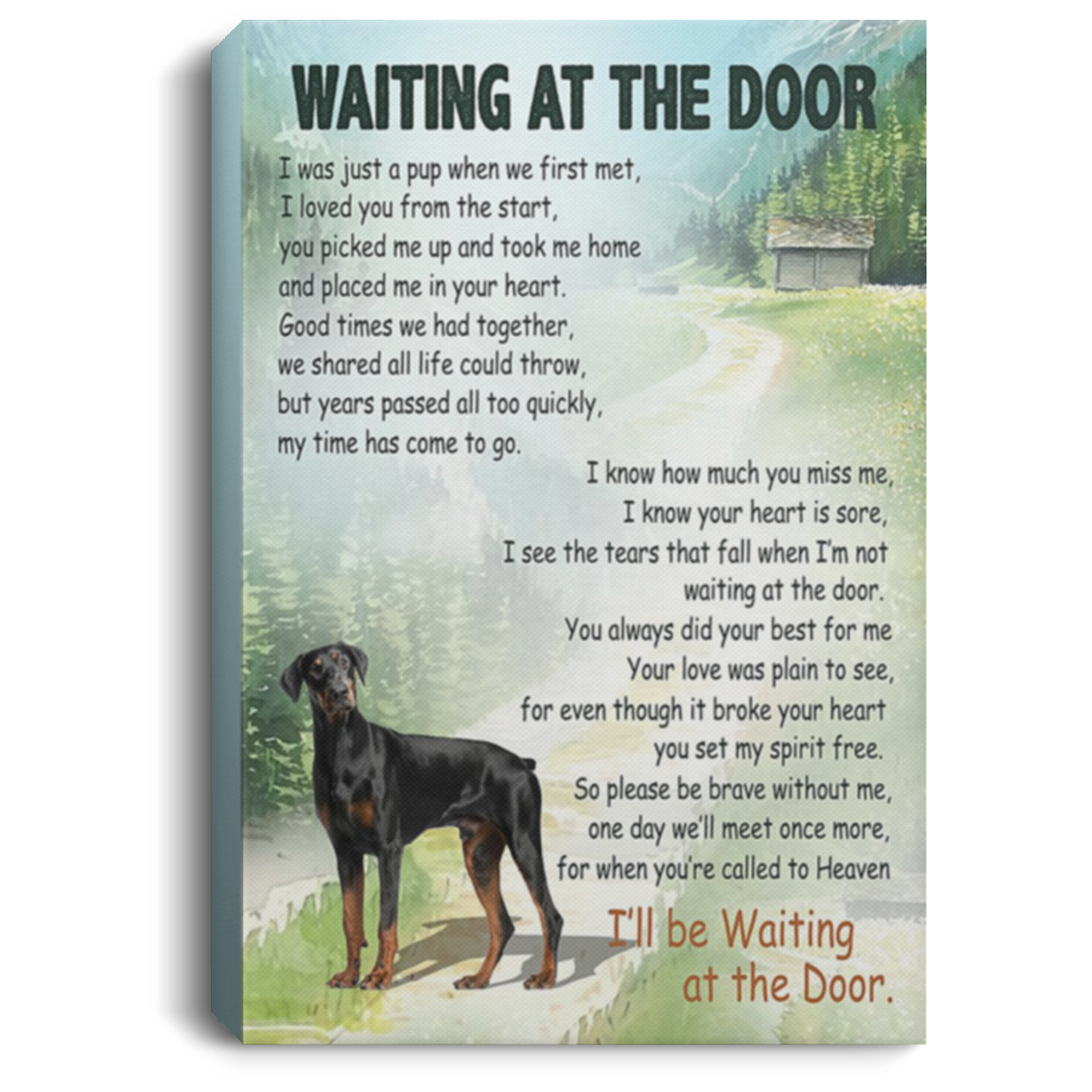 200825G Waiting At The Door Doberman Dog Canvas Wall Art Poster Gift For Men Women On Birthday Xmas Wrapped Ready To Hang 8x12 12x18 16x24